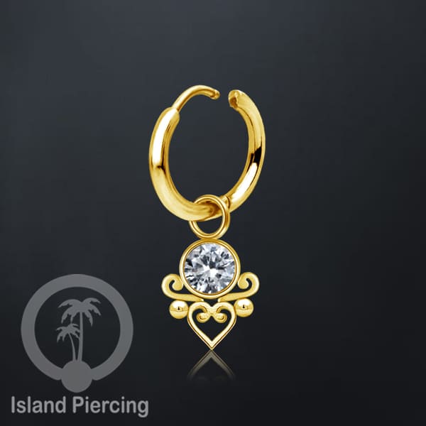 Anting Hoop warna Gold dengan Hiasan Perhiasan kecil, Charm, kristal bening pilihan banyak model