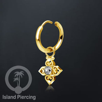 Anting Hoop warna Gold dengan Hiasan Perhiasan kecil, Charm, kristal bening pilihan banyak model