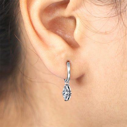 Anting Hoop warna silver dengan Hiasan Perhiasan kecil, Charm, kristal bening pilihan banyak model