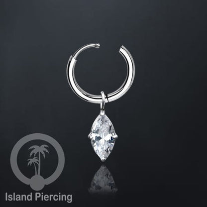 Anting Hoop warna silver dengan Hiasan Perhiasan kecil, Charm, kristal bening pilihan banyak model
