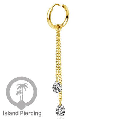 Anting Hoop stainless baja beda dengan Hiasan Perhiasan kristal gantung di rantai warna emas atau silver