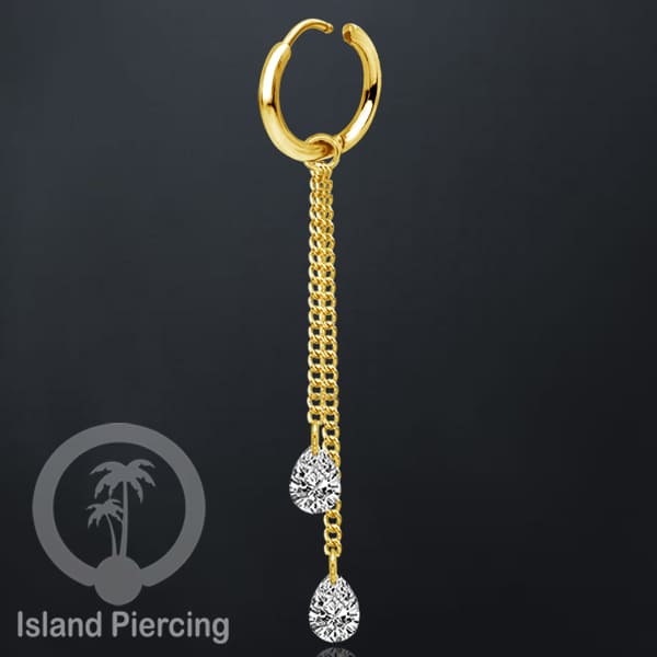 Anting Hoop stainless baja beda dengan Hiasan Perhiasan kristal gantung di rantai warna emas atau silver