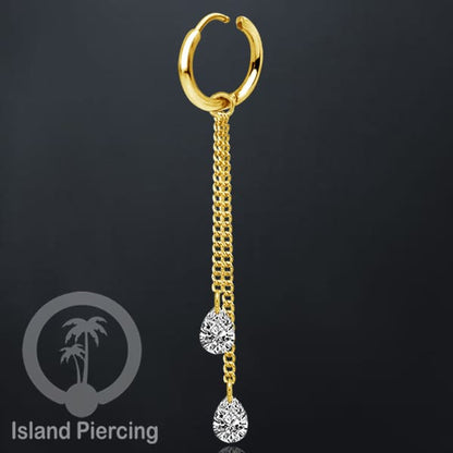 Anting Hoop stainless baja beda dengan Hiasan Perhiasan kristal gantung di rantai warna emas atau silver