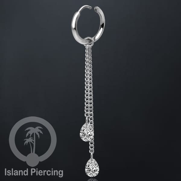 Anting Hoop stainless baja beda dengan Hiasan Perhiasan kristal gantung di rantai warna emas atau silver