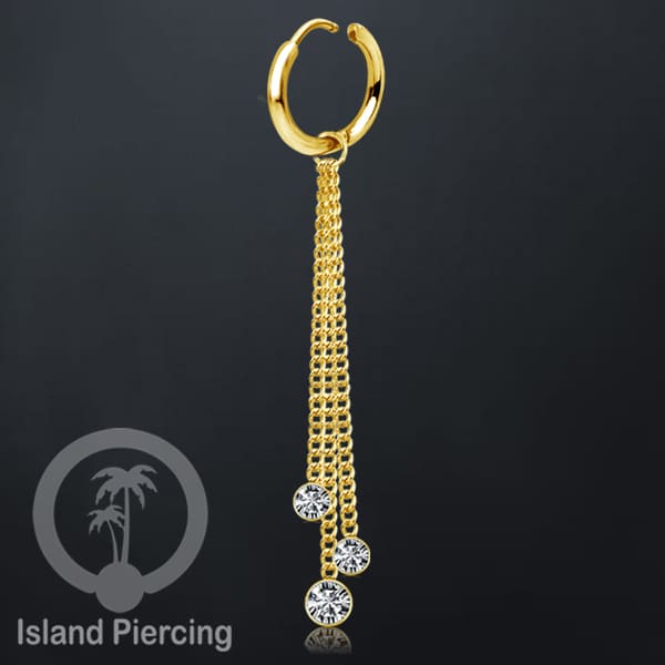 Anting Hoop stainless baja beda dengan Hiasan Perhiasan kristal gantung di rantai warna emas atau silver