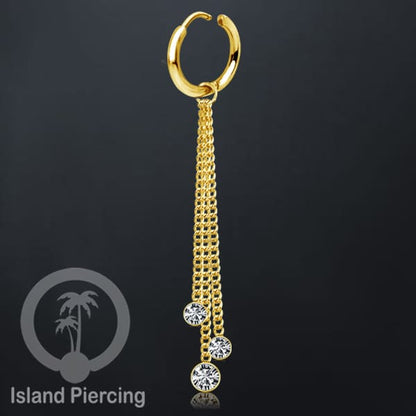 Anting Hoop stainless baja beda dengan Hiasan Perhiasan kristal gantung di rantai warna emas atau silver