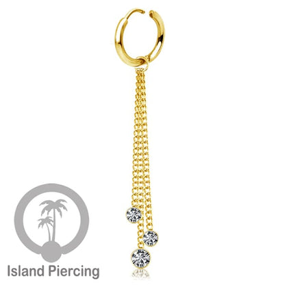 Anting Hoop stainless baja beda dengan Hiasan Perhiasan kristal gantung di rantai warna emas atau silver