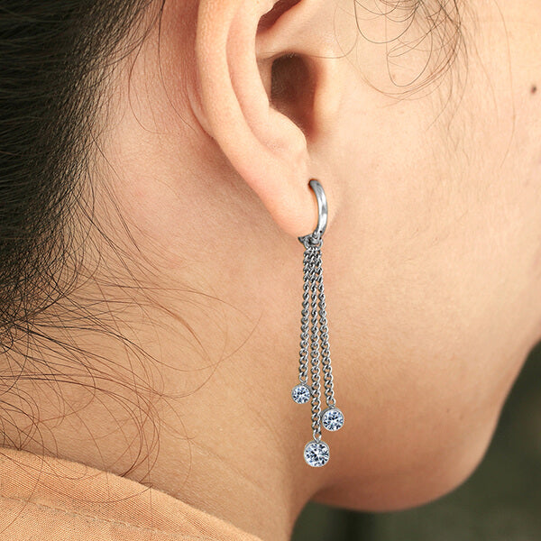 Anting Hoop stainless baja beda dengan Hiasan Perhiasan kristal gantung di rantai warna emas atau silver