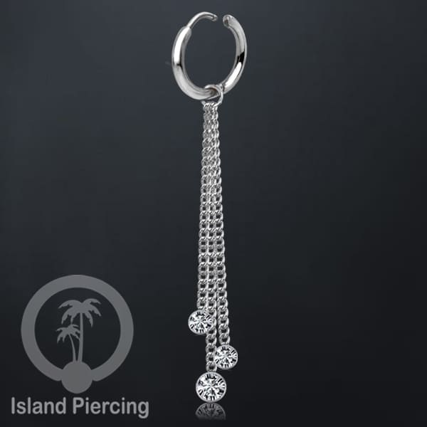 Anting Hoop stainless baja beda dengan Hiasan Perhiasan kristal gantung di rantai warna emas atau silver