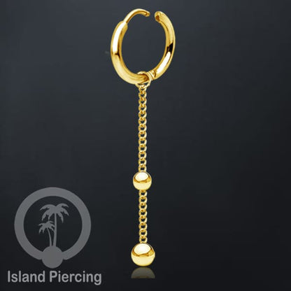 Anting Hoop stainless steel dengan Hiasan Perhiasan rantai dan bola pilihan gold atau silver