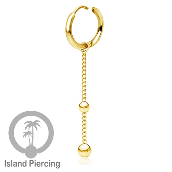 Anting Hoop stainless steel dengan Hiasan Perhiasan rantai dan bola pilihan gold atau silver