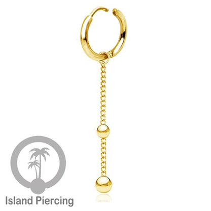 Anting Hoop stainless steel dengan Hiasan Perhiasan rantai dan bola pilihan gold atau silver