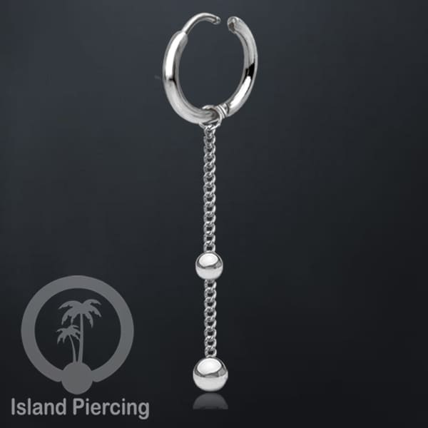 Anting Hoop stainless steel dengan Hiasan Perhiasan rantai dan bola pilihan gold atau silver