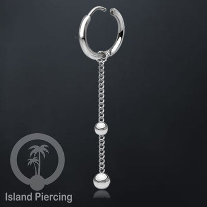 Anting Hoop stainless steel dengan Hiasan Perhiasan rantai dan bola pilihan gold atau silver