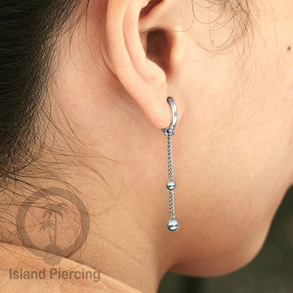 Anting Hoop stainless steel dengan Hiasan Perhiasan rantai dan bola pilihan gold atau silver