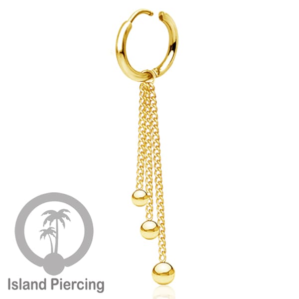 Anting Hoop stainless steel dengan Hiasan Perhiasan rantai dan bola pilihan gold atau silver