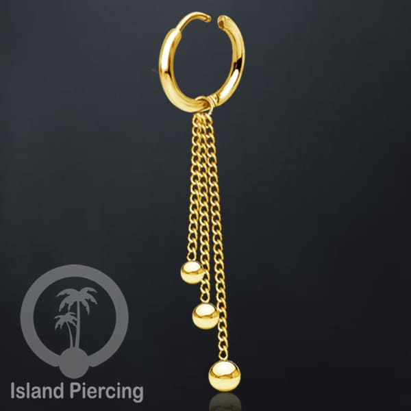 Anting Hoop stainless steel dengan Hiasan Perhiasan rantai dan bola pilihan gold atau silver