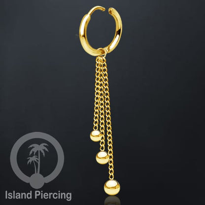 Anting Hoop stainless steel dengan Hiasan Perhiasan rantai dan bola pilihan gold atau silver