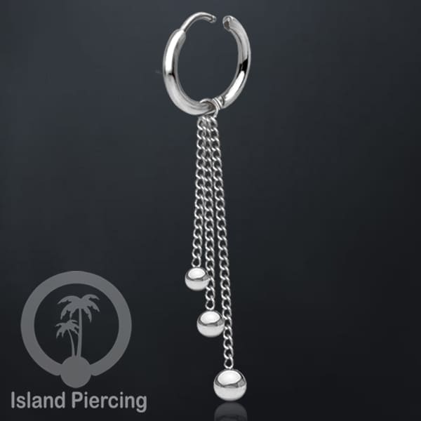 Anting Hoop stainless steel dengan Hiasan Perhiasan rantai dan bola pilihan gold atau silver