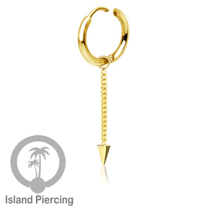 Anting Hoop stainless steel dengan Hiasan Perhiasan rantai dan spike kecil pilihan gold atau silver