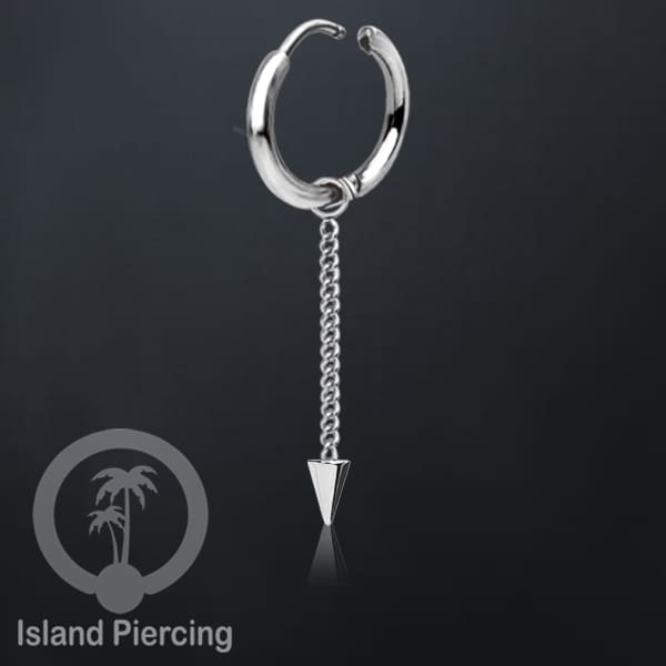 Anting Hoop stainless steel dengan Hiasan Perhiasan rantai dan spike kecil pilihan gold atau silver