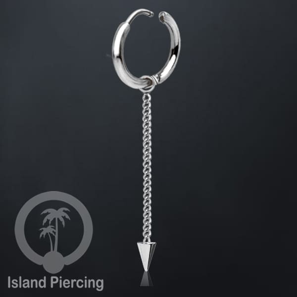Anting Hoop stainless steel dengan Hiasan Perhiasan rantai dan spike kecil pilihan gold atau silver