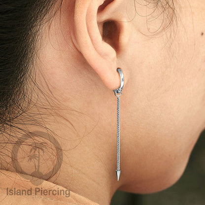 Anting Hoop stainless steel dengan Hiasan Perhiasan rantai dan spike kecil pilihan gold atau silver