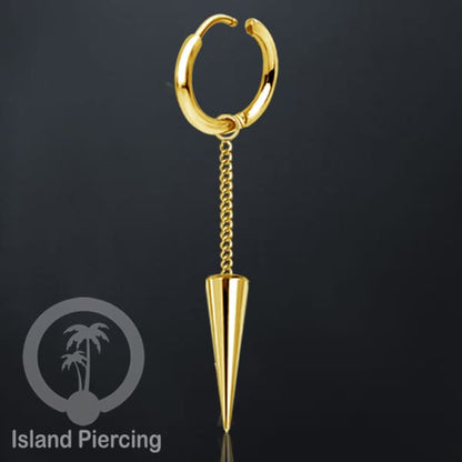 Anting Hoop stainless steel dengan Hiasan Perhiasan rantai dan spike besar pilihan gold atau silver