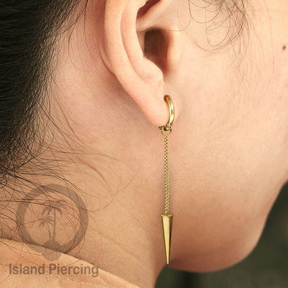 Anting Hoop stainless steel dengan Hiasan Perhiasan rantai dan spike besar pilihan gold atau silver