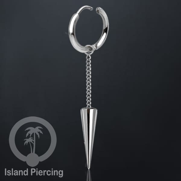 Anting Hoop stainless steel dengan Hiasan Perhiasan rantai dan spike besar pilihan gold atau silver