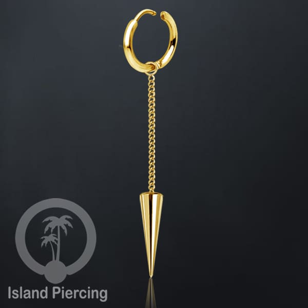 Anting Hoop stainless steel dengan Hiasan Perhiasan rantai dan spike besar pilihan gold atau silver