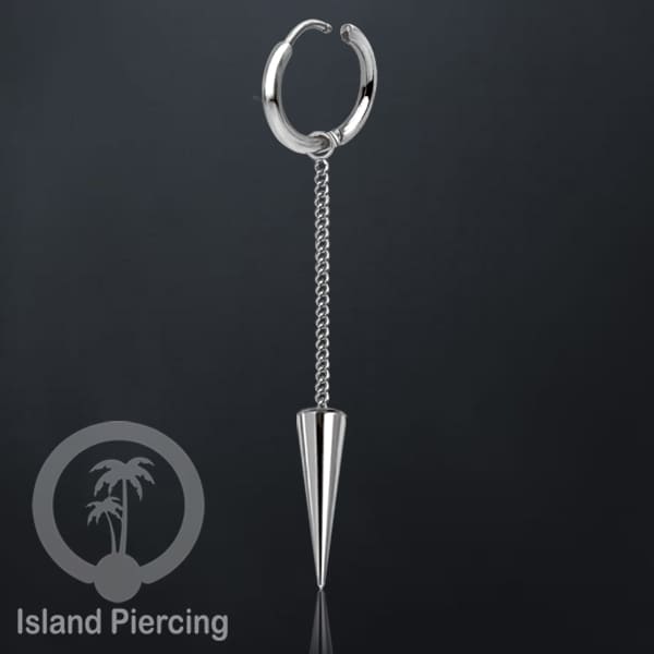 Anting Hoop stainless steel dengan Hiasan Perhiasan rantai dan spike besar pilihan gold atau silver