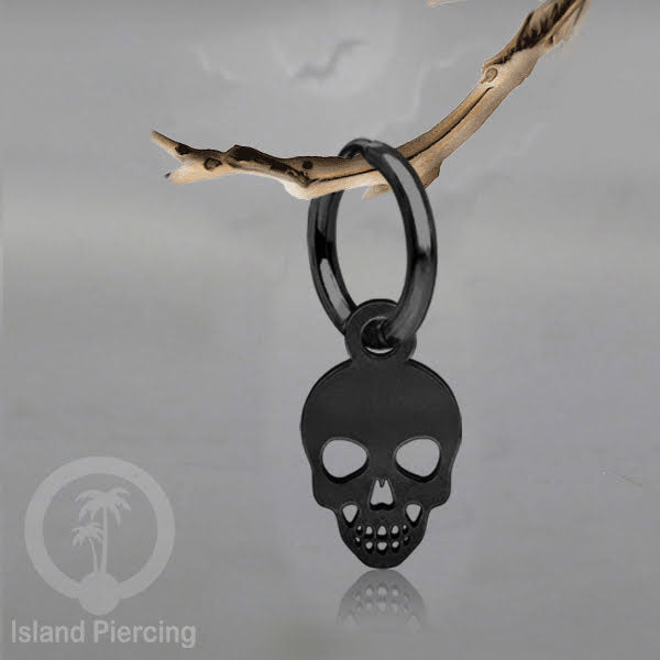 Stainless Steel Anting Hoop Ear Huggies Halloween warna hitam dengan Liontin, Charm, Tengkorak, Sihir, Laba-2