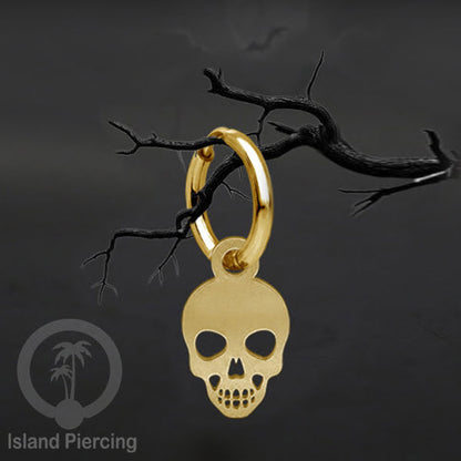 Stainless Steel Anting Hoop Ear Huggies Halloween warna gold dengan Liontin, Charm, Tengkorak, Sihir, Laba-2.