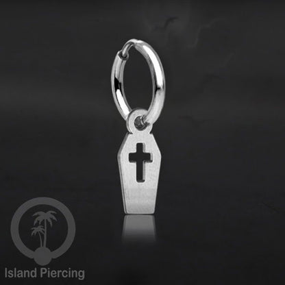 Stainless Steel Anting Hoop Ear Huggies Halloween warna silver dengan Liontin, Charm, Tengkorak, Sihir, Laba-2.