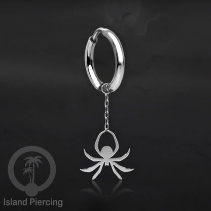Stainless Steel Anting Hoop Ear Huggies Halloween warna silver dengan Liontin, Charm, Tengkorak, Sihir, Laba-2.