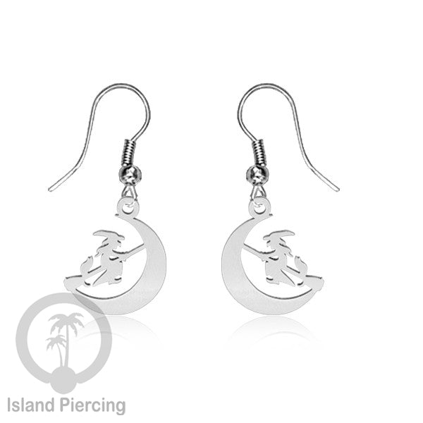 Stainless Steel Anting Dangling Hook Earring Halloween warna silver model Tengkorak, Hantu, Sihir, Peti