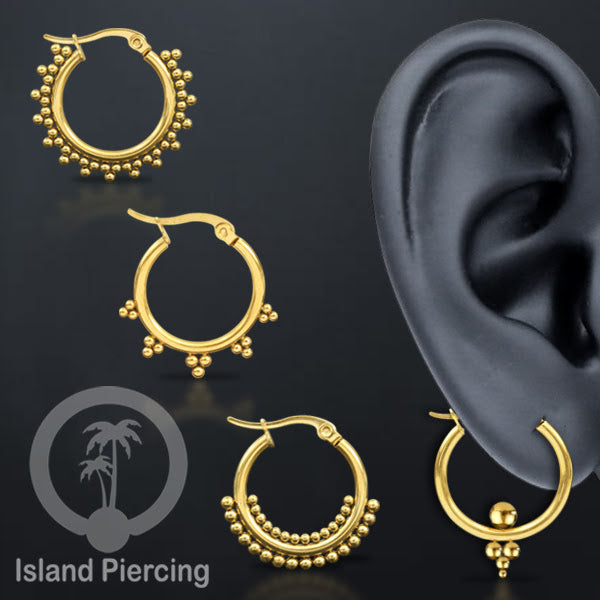 Anting Hoop stainless steel warna emas ukuran 20mm