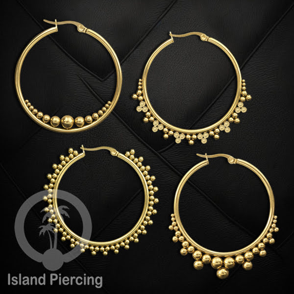 Anting Hoop stainless steel warna emas ukuran 40mm