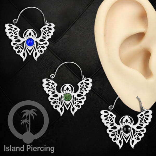 Anting stainless steel Kupu-2 warna silver dengan epoxy banyak variasi warna