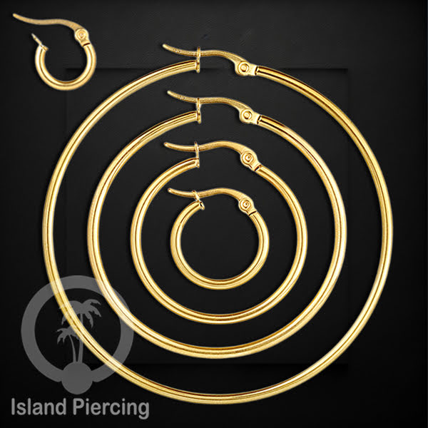 Anting Hoop stainless steel warna emas polos