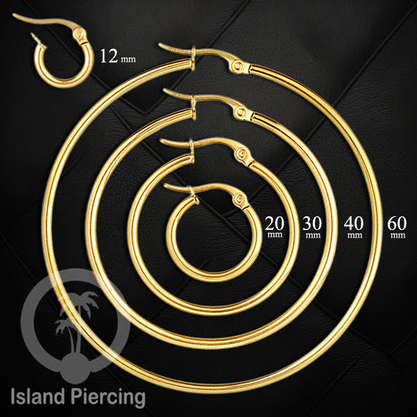 Anting Hoop stainless steel warna emas polos