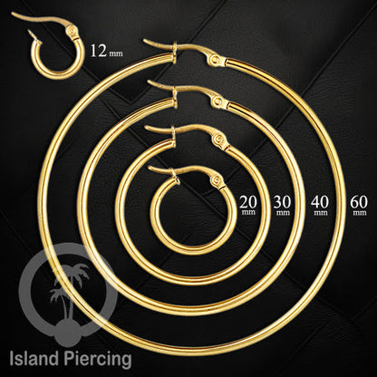 Anting Hoop stainless steel warna emas polos