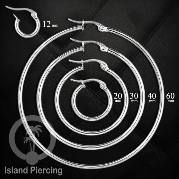 Anting Hoop stainless steel warna silver polos