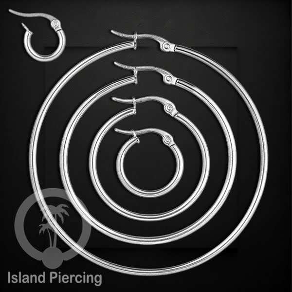 Anting Hoop stainless steel warna silver polos