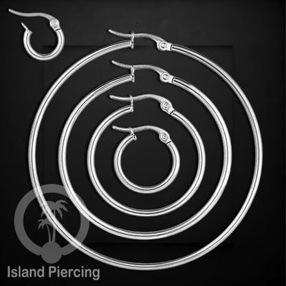 Anting Hoop stainless steel warna silver polos