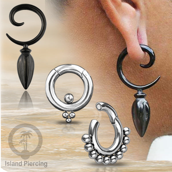 Tindik Telinga Stainless Steel Ear Weight warna silver dan black
