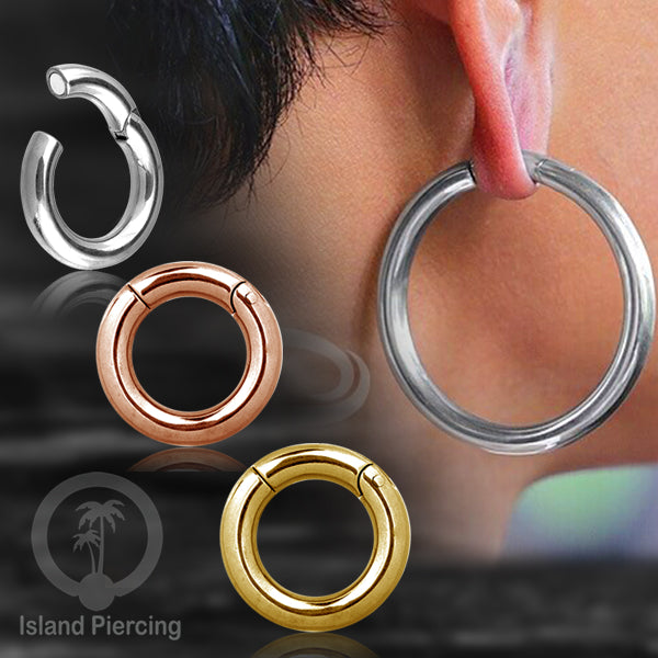Tindik Telinga Stainless Steel Ear Weight model Clicker Ring sistem magnetik