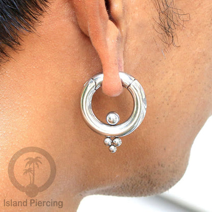 Tindik Telinga Stainless Steel Ear Weight warna silver dan black