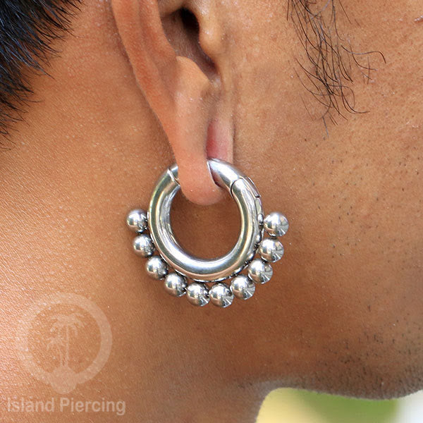 Tindik Telinga Stainless Steel Ear Weight warna silver dan black